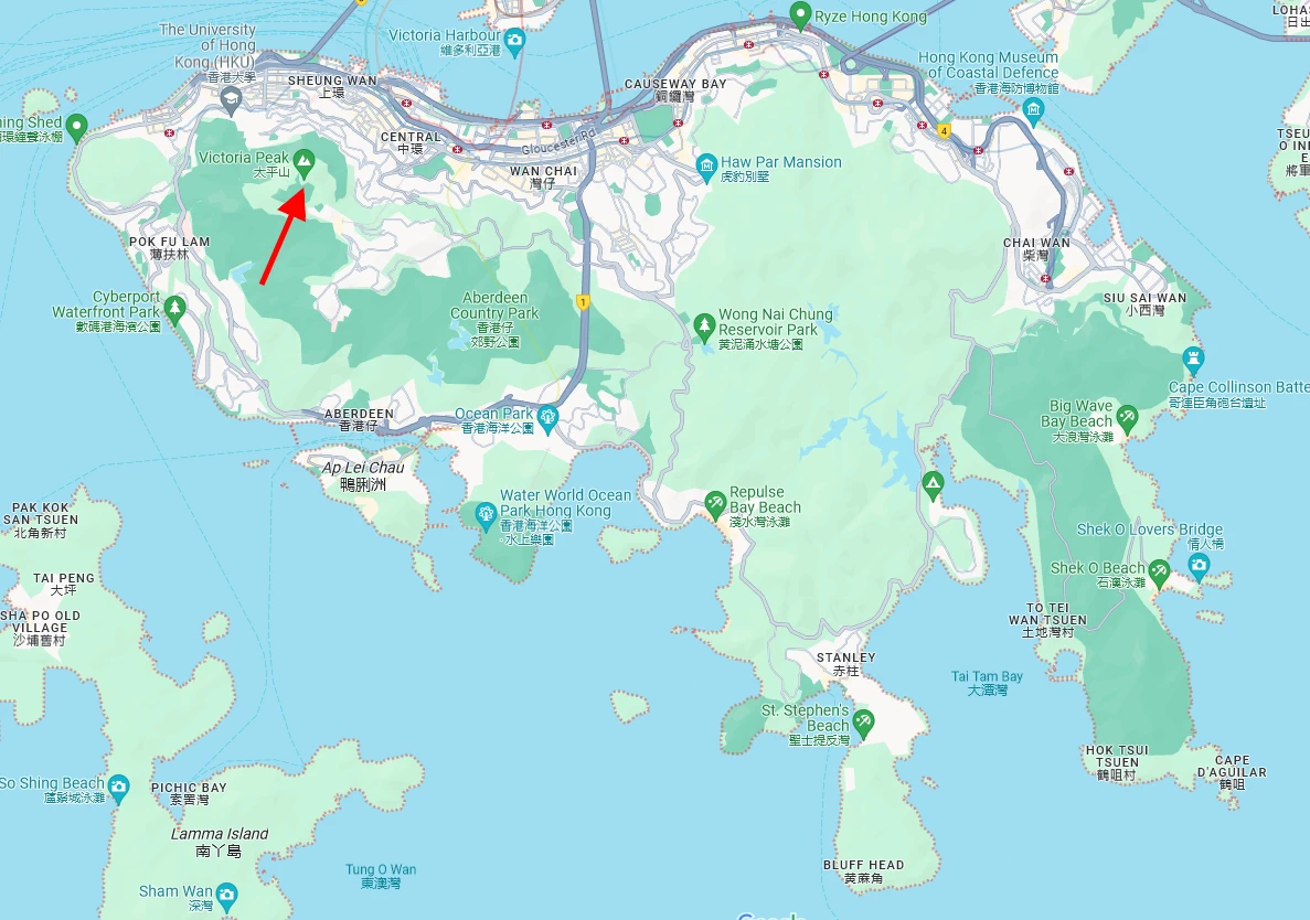 Google map: Victoria Peak